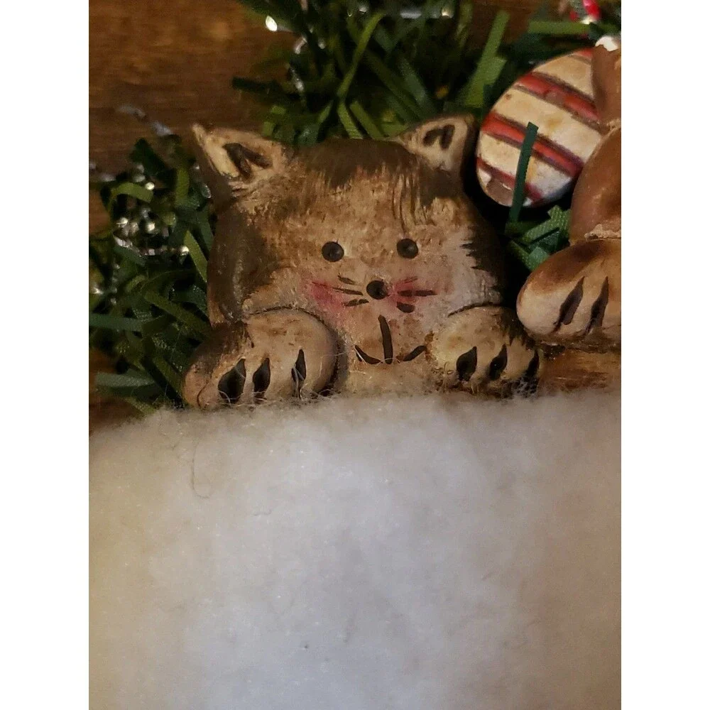 BJ Wann Designs Cats in Stocking Ornament Kittens Vintage 1994 Christmas